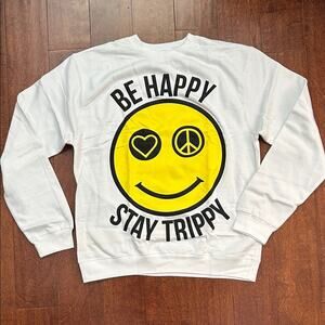 Umbrella Clothing White Sweatshirt with Stay Trippy Graphic Design, Size M, NWOT